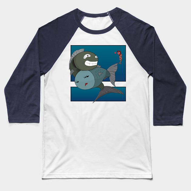 Funny Fishing Comic Baseball T-Shirt by RCLWOW